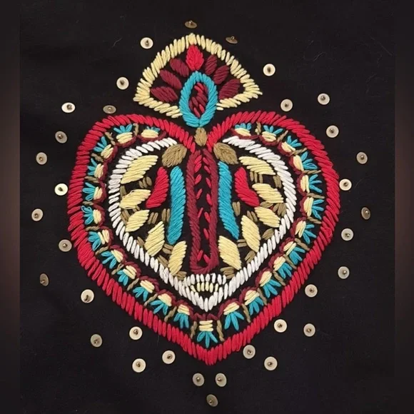 Vintage Y2K SET ‘Twisted Heart’ ♥️ Embroidered Hoodie & Flare Lounge Pants, Med - Picture 6 of 12